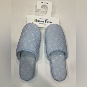 Charter Club Light Blue Quilted Slippers XL 11-12